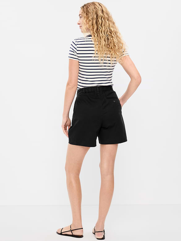 Short chino authentique à taille haute, entrejambe de 6 cm