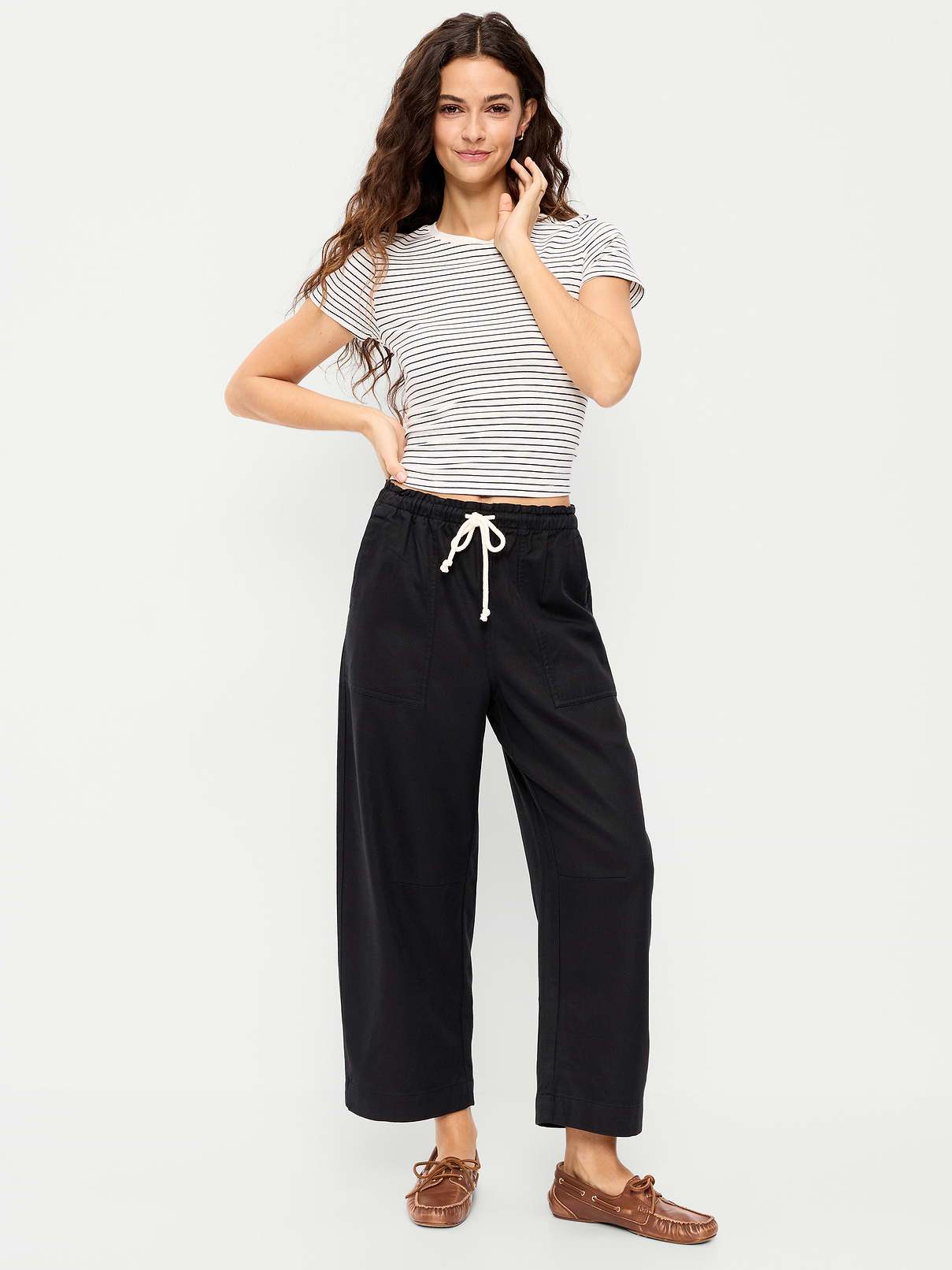 High-Waisted Utility Ankle Pants
