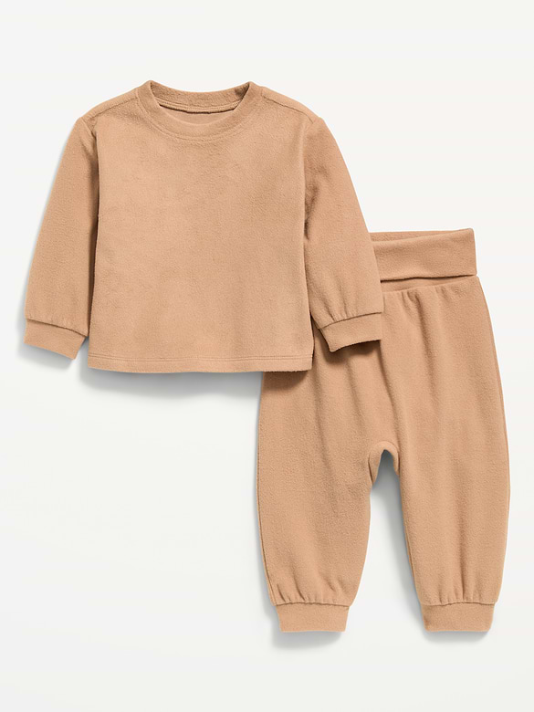 Cozy-Knit Long-Sleeve Top and Leggings Set for Baby