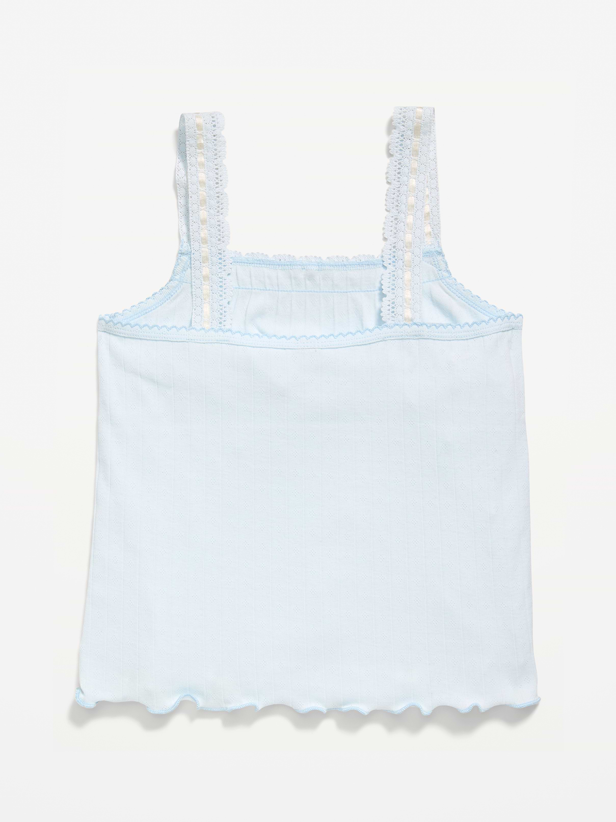 Image number 3 showing, Fitted Lace-Trim Pointelle Tank Top for Girls