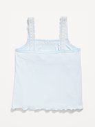 Image number 3 showing, Fitted Lace-Trim Pointelle Tank Top for Girls