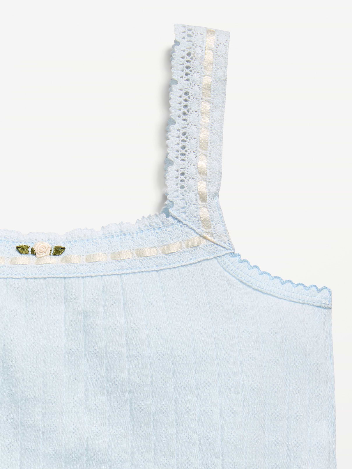Image number 4 showing, Fitted Lace-Trim Pointelle Tank Top for Girls