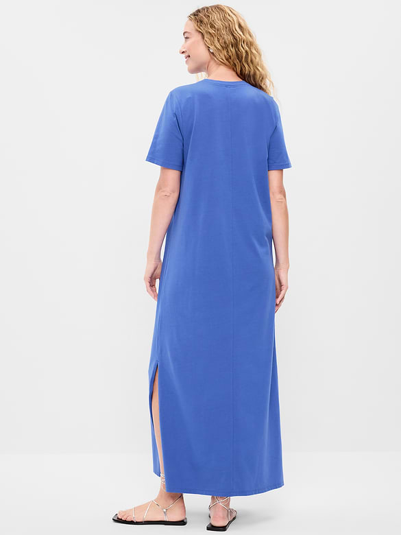 Vintage Crew-Neck Maxi Dress