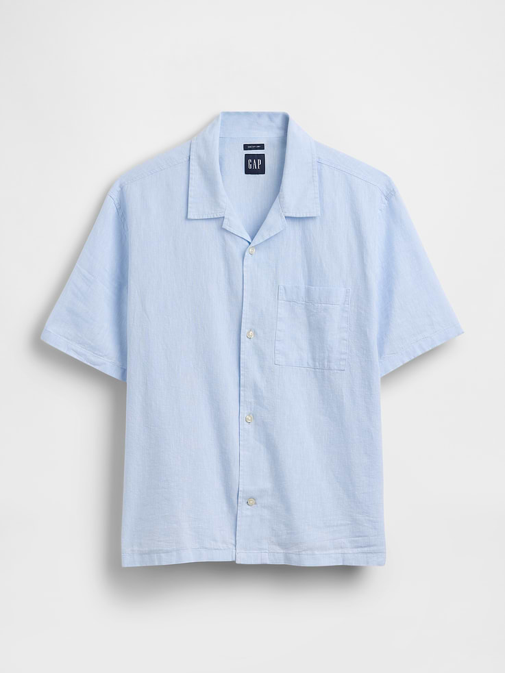 Image number 5 showing, Linen-Cotton Relaxed Straight-Hem Shirt