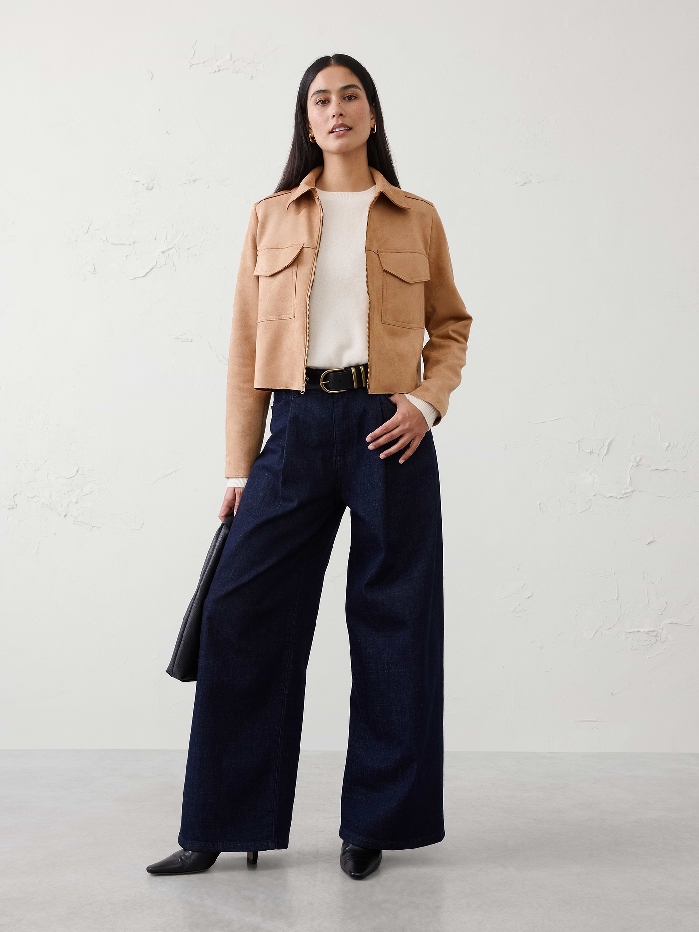 Image number 1 showing, Vegan Suede Cropped Jacket