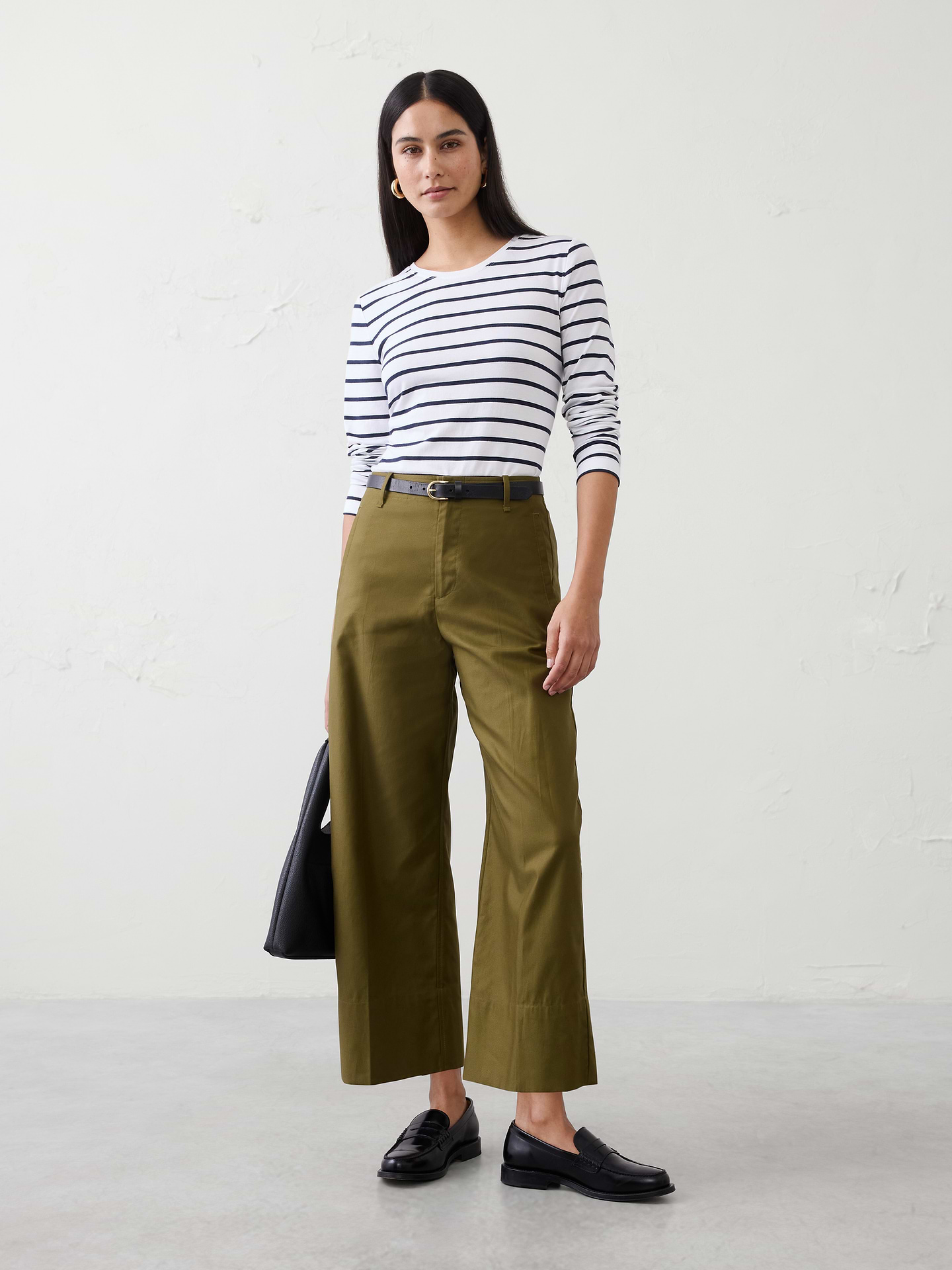 Image number 1 showing, Wide-Leg High-Rise Cropped Pant