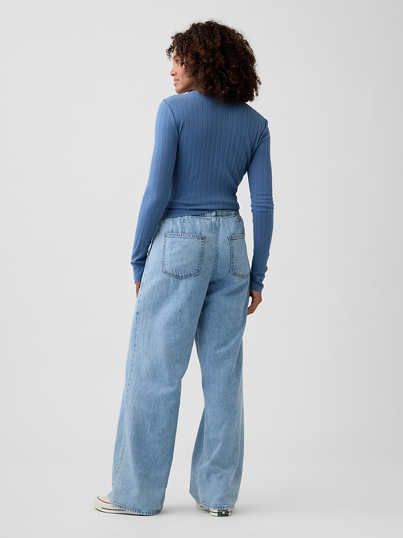 Mid Rise SuperLight Pull-On Wide-Leg Jeans