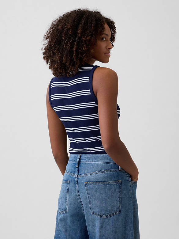 Ribbed Henley Tank Top