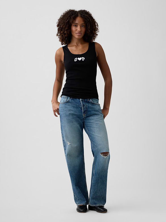 Ribbed Gap Logo Scoopneck Tank Top