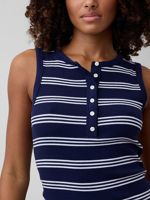 Ribbed Henley Tank Top