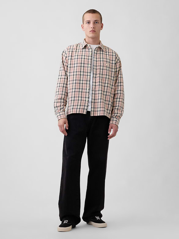 Twill Straight-Hem Shirt