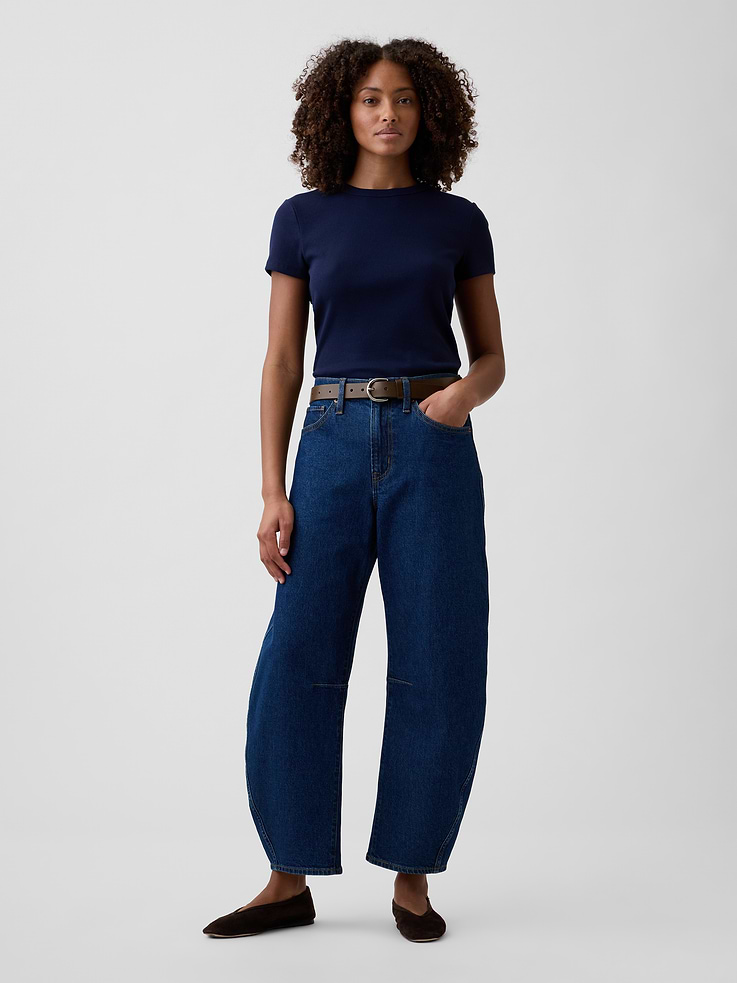 Image number 1 showing, High Rise Barrel Jeans
