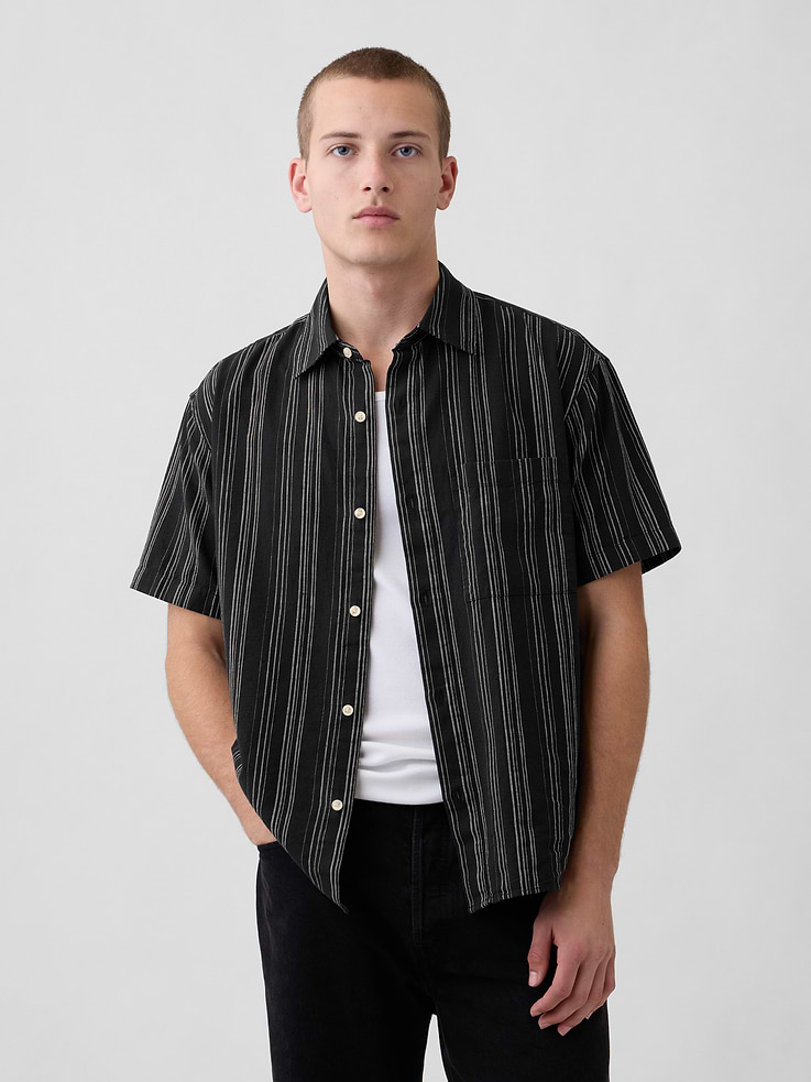 Image number 1 showing, Textured Linen-Cotton Shirt