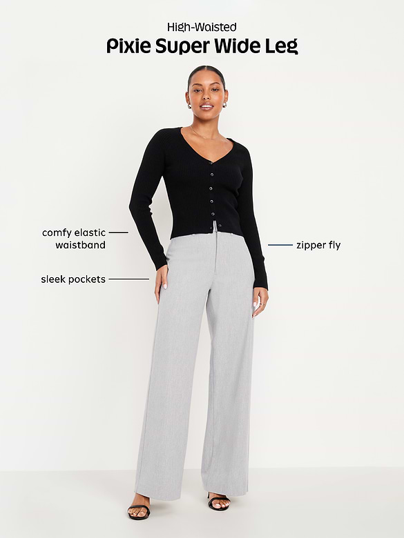 High-Waisted Pull-On Pixie Super Wide-Leg Pants