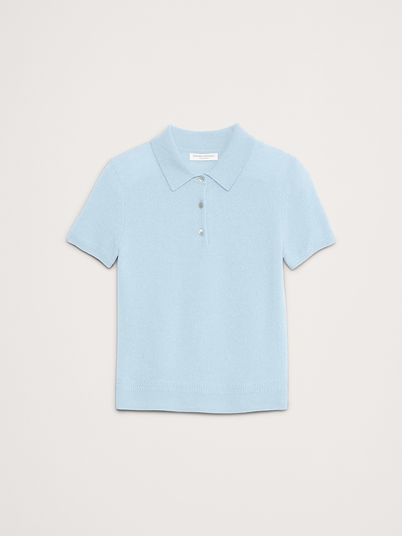 Lightweight Cashmere Short-Sleeve Sweater Polo