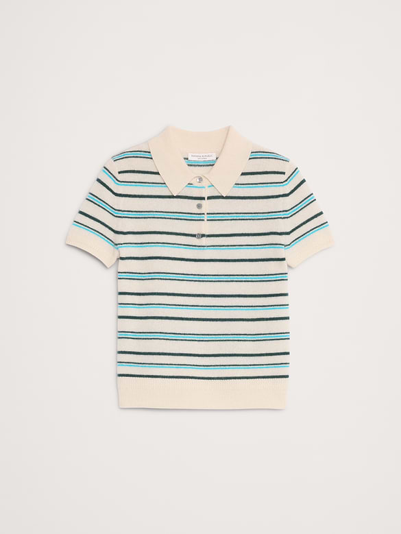 Lightweight Cashmere Short-Sleeve Sweater Polo