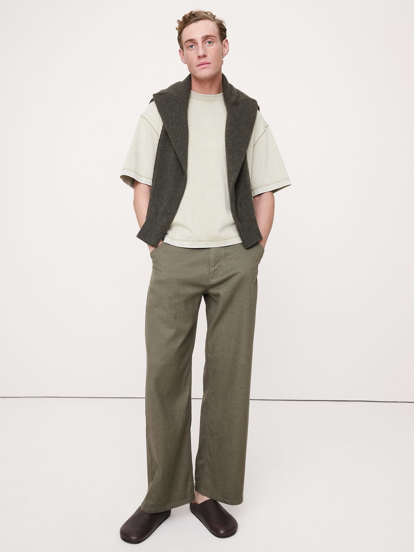 Image number 1 showing, Loose Italian Linen-Cotton Pant