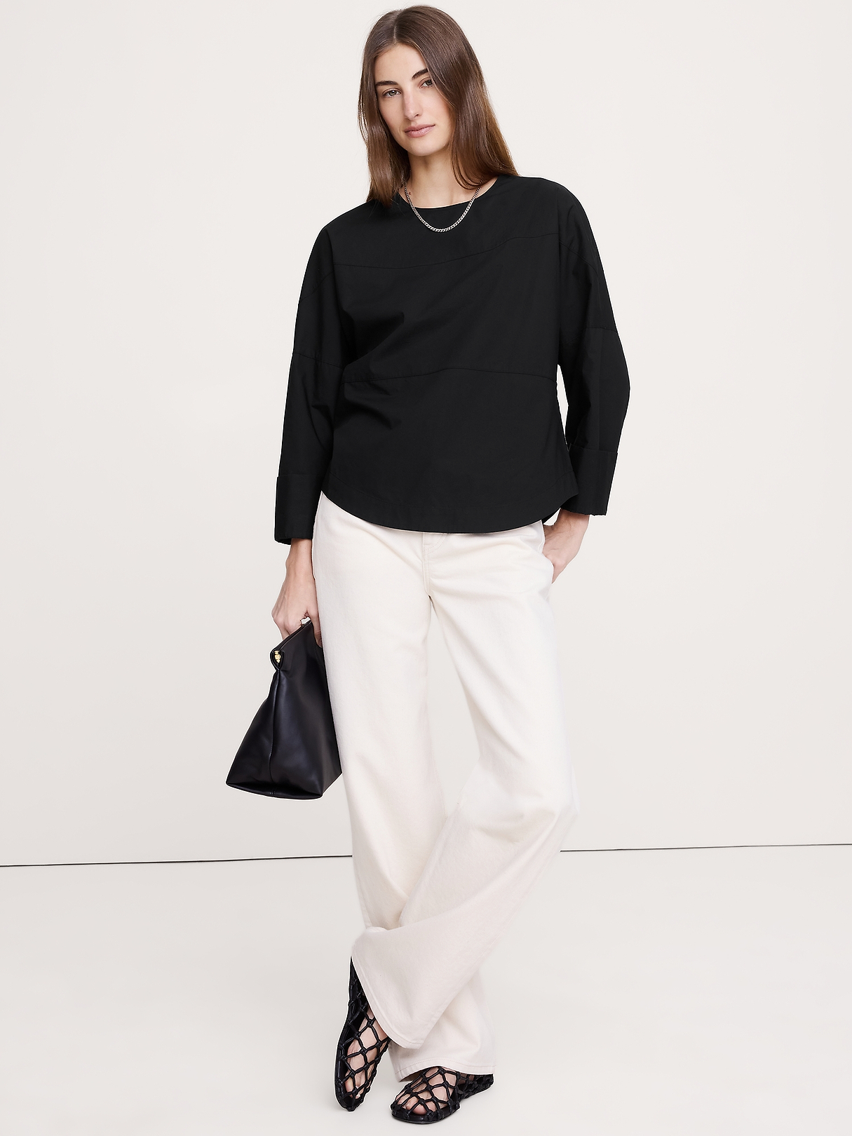 Cotton Poplin Paneled Dolman Top | Banana Republic