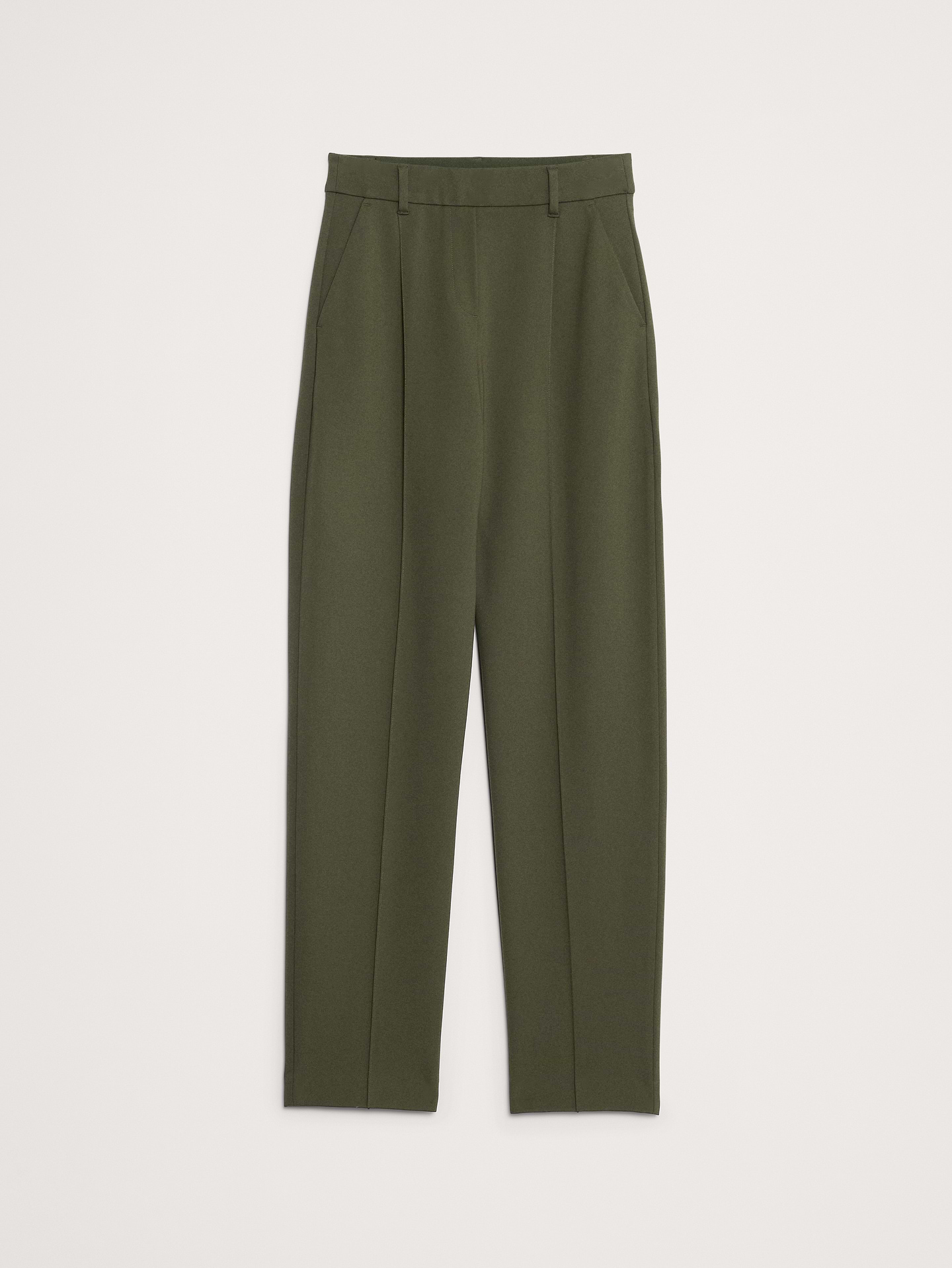 L'image numéro 5 présente Pantalon à taille haute extensible, jambe fuselée, en tricot point de Rome fluide