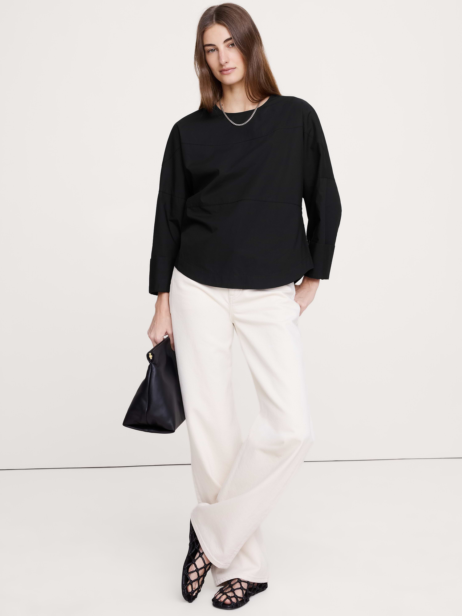Banana Republic Cotton Poplin Paneled Dolman Top INTERNATIONAL SHIPPING