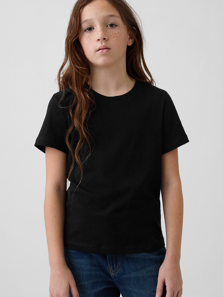 Image 1 of 4, The softest tee in our closet. Cut from 100% cotton. Made in a smooth jersey fabric. Designed to feel like a vintage tee from day one., Soft cotton jersey T-shirt., Crewneck., Short sleeves., This product was made in a factory that invests in gender equity and women’s empowerment through RISE. Learn more at gapinc.com/equity ., Product #892392