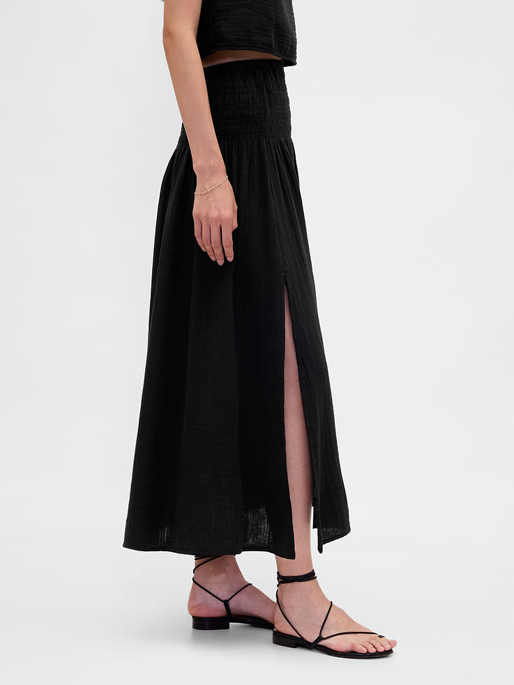 Image number 3 showing, Cotton Gauze Smocked-Waist Maxi Skirt