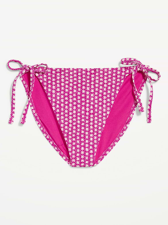 Pique String Bikini Swim Bottoms