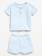 Image number 2 showing, Jacquard-Knit Henley Shirt and Shorts Set for Baby