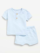 Image number 1 showing, Jacquard-Knit Henley Shirt and Shorts Set for Baby