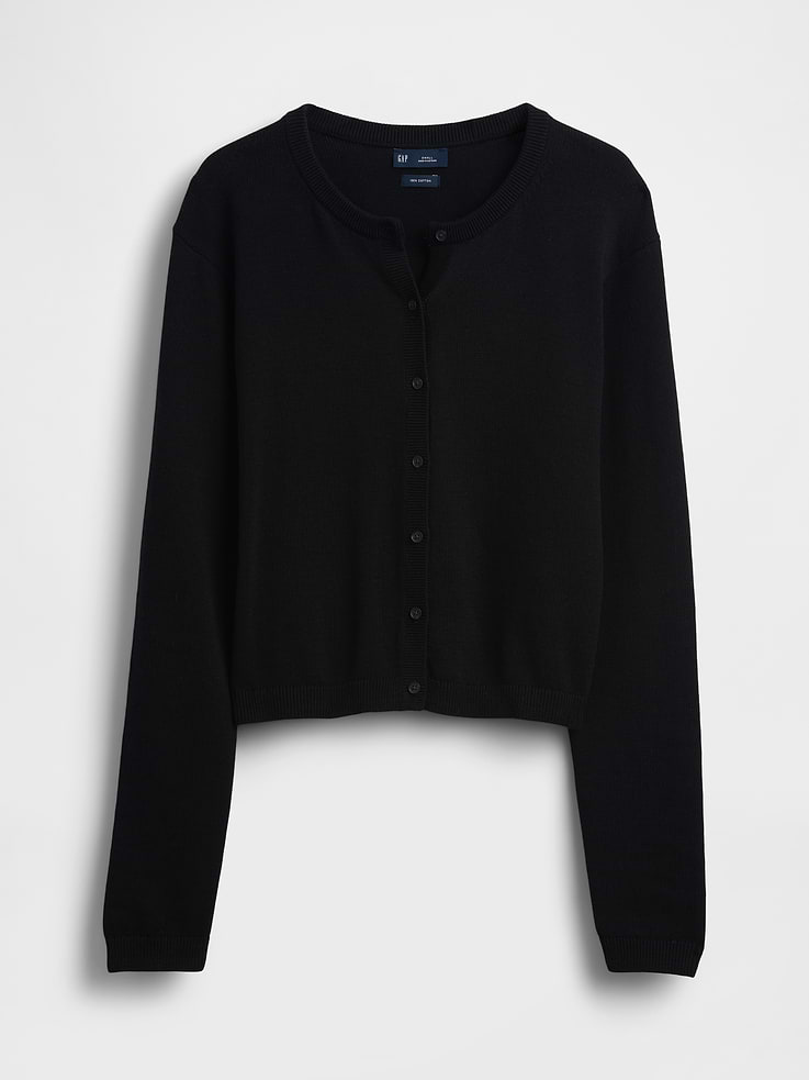 Image number 5 showing, 100% Cotton Relaxed Crop Cardigan Sweater