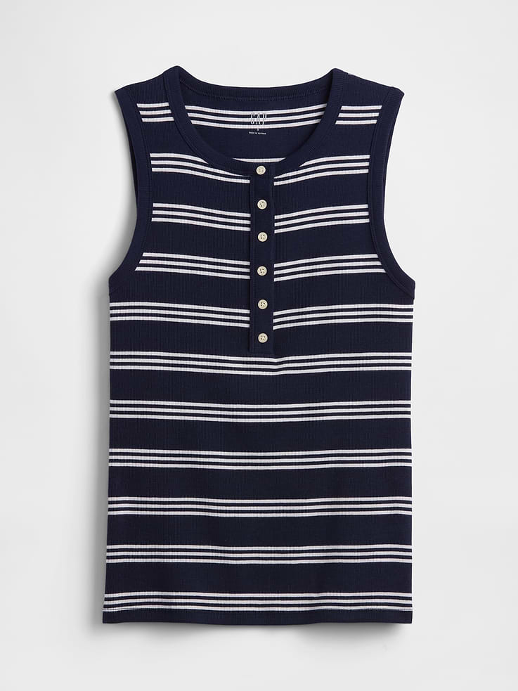 Image number 5 showing, Ribbed Henley Tank Top