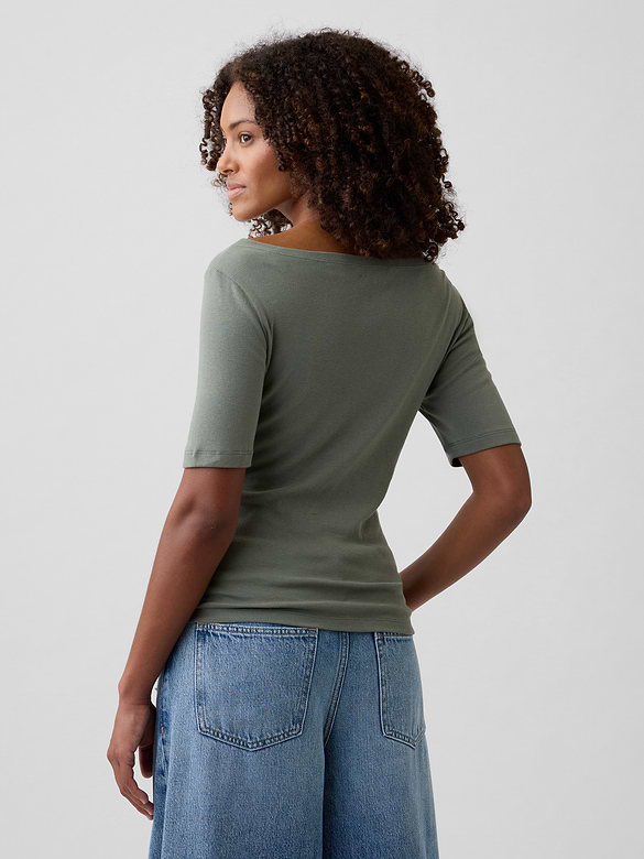 Modern Ribbed Boatneck T-Shirt