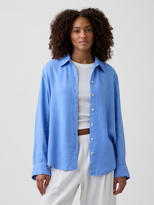 Linen-Blend Easy Shirt