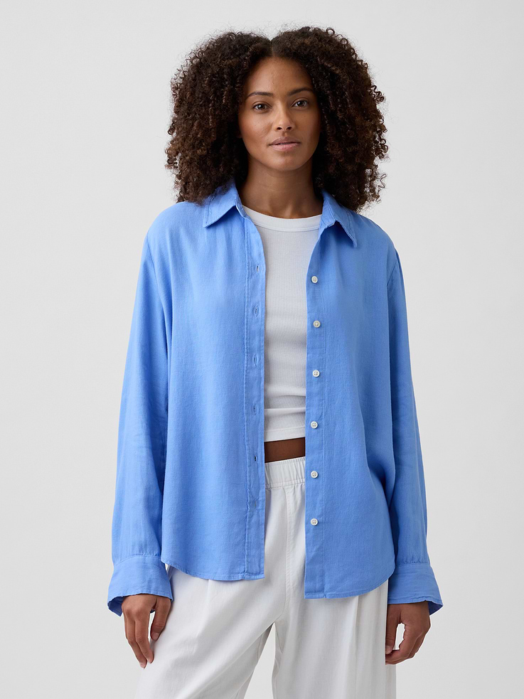 Image number 1 showing, Linen-Blend Easy Shirt