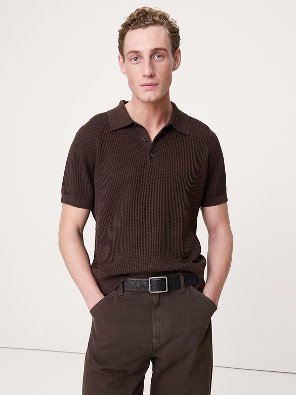 Chandail polo en lin et coton