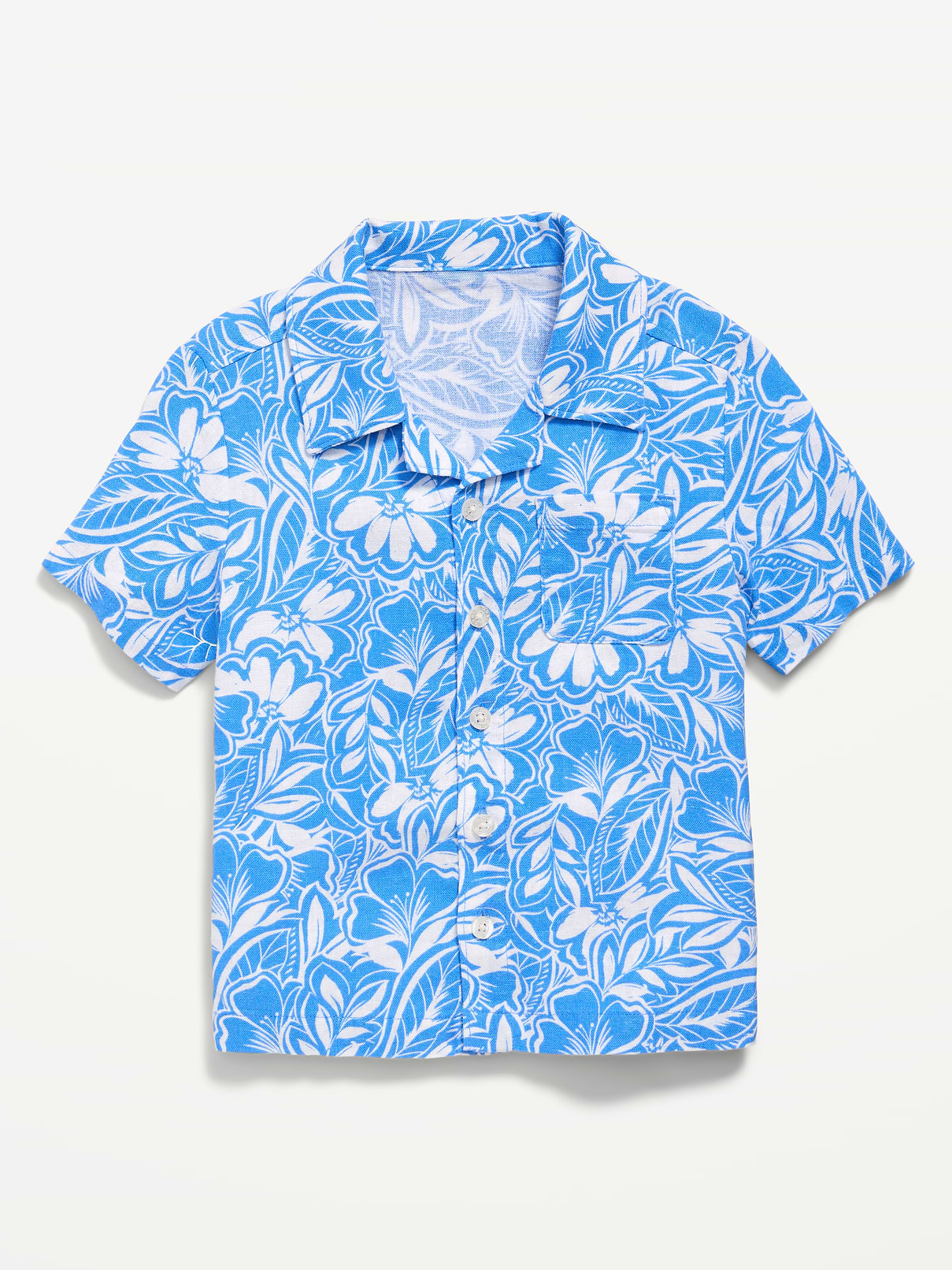 Image 1 of 1, spread collar, short sleeves, patch pocket, full length button front, all-over print or solid color, Product #835199