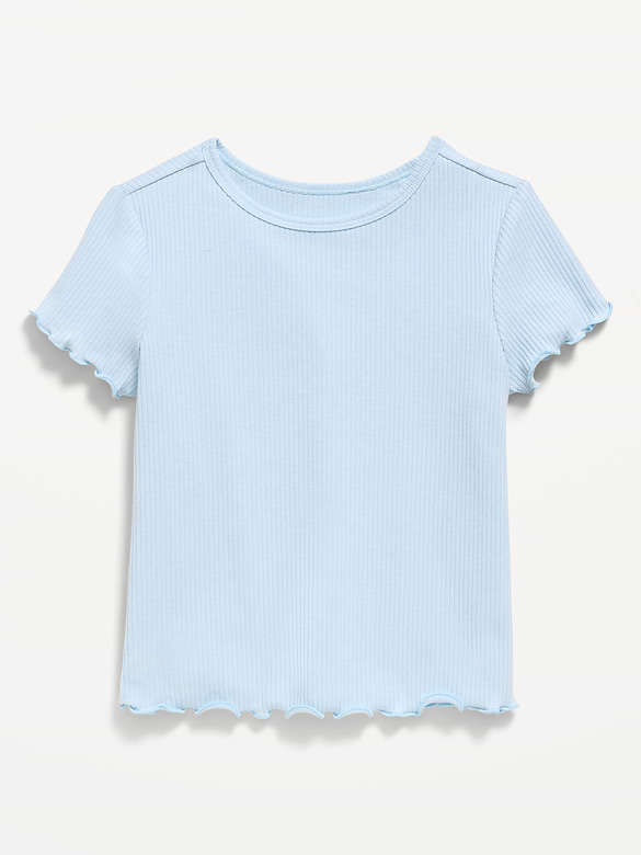 Short-Sleeve Lettuce-Edge T-Shirt for Toddler Girls