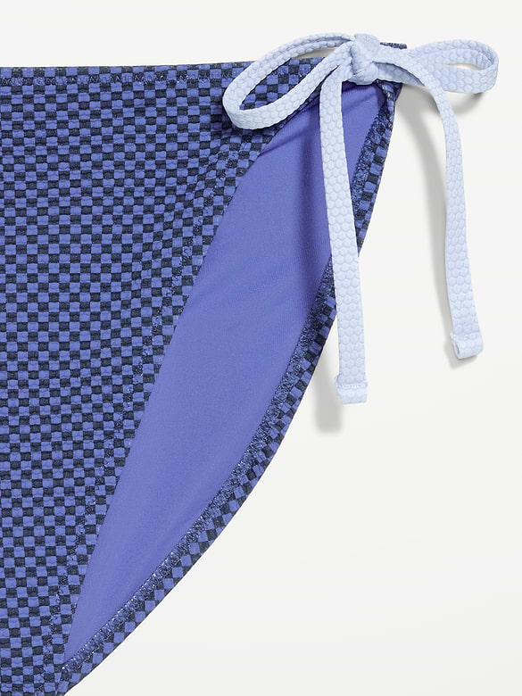 Pique String Bikini Swim Bottoms