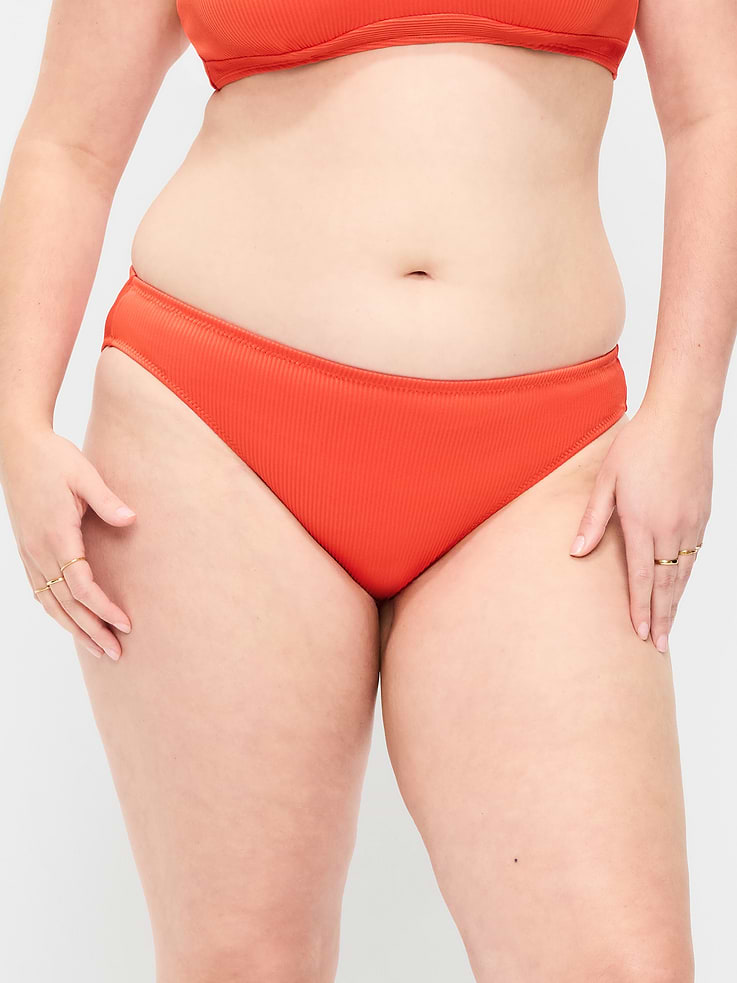 Image number 4 showing, Ribbed Mid-Rise Bikini Swim Bottoms