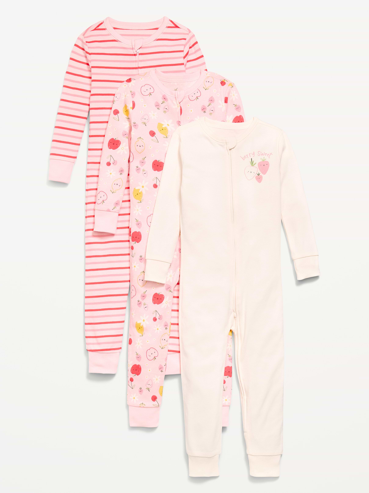 Image number 1 showing, Unisex Snug-Fit 2-Way-Zip Pajama One-Piece 3-Pack for Toddler & Baby