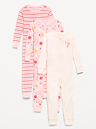 Image number 1 showing, Unisex Snug-Fit 2-Way-Zip Pajama One-Piece 3-Pack for Toddler & Baby