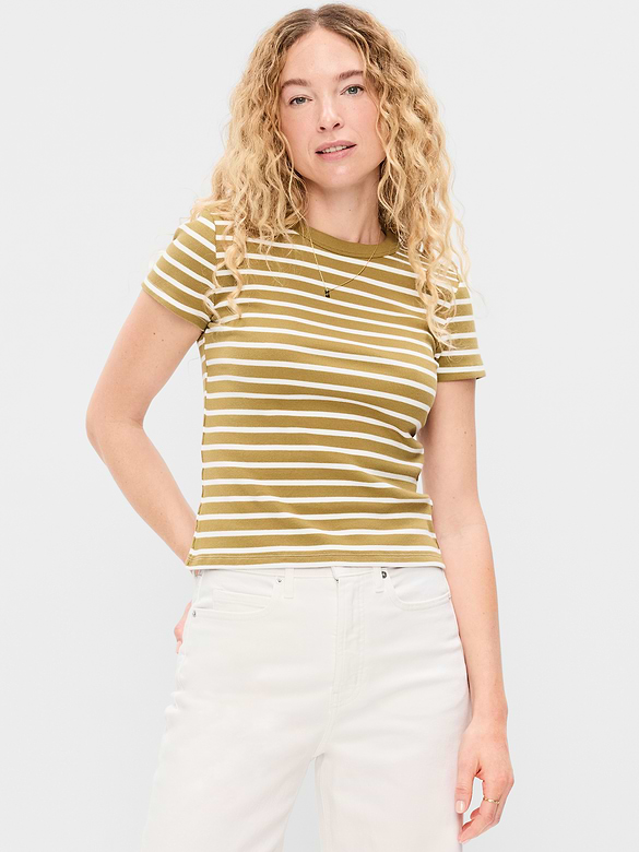 Snug Crew-Neck Ribbed T-Shirt