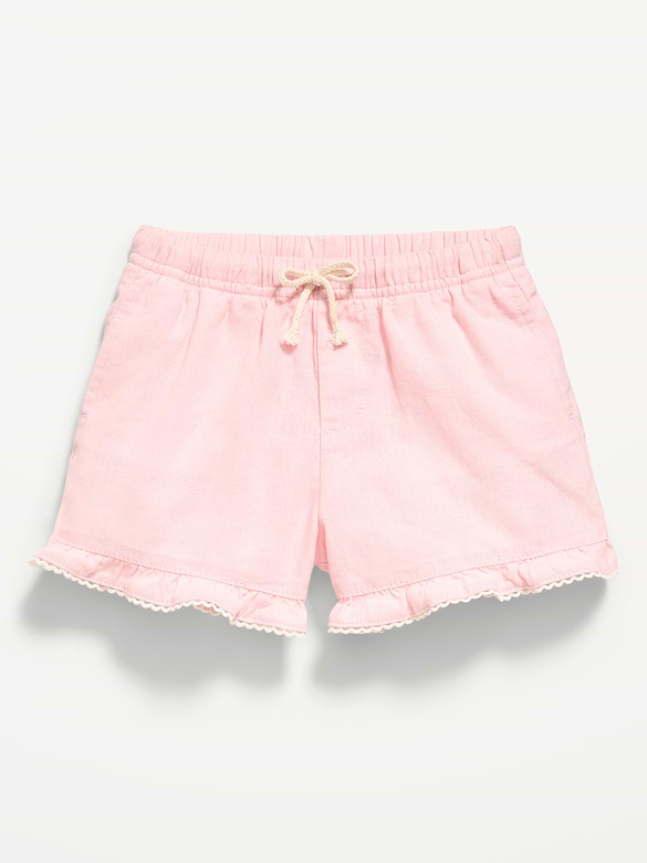 Linen-Blend Ruffled Shorts for Toddler Girls