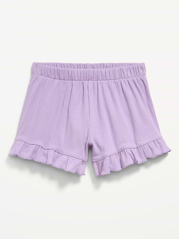 Ribbed Ruffled Shorts for Toddler Girls