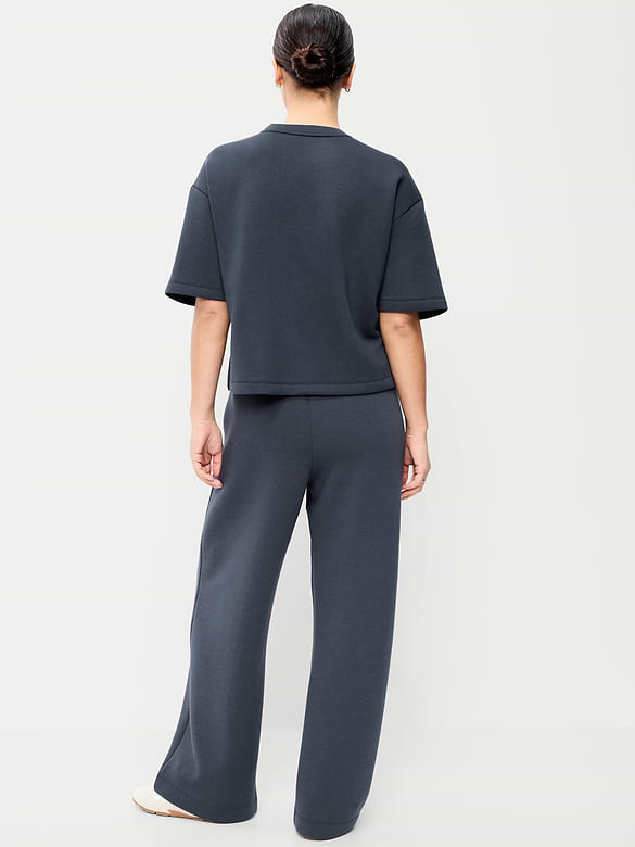 High-Waisted Bounce Fleece Wide-Leg Sweatpants