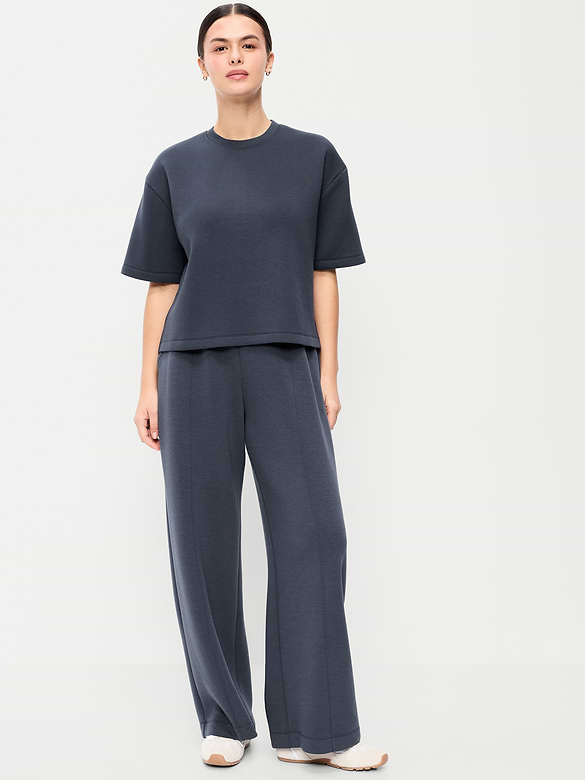 High-Waisted Bounce Fleece Wide-Leg Sweatpants