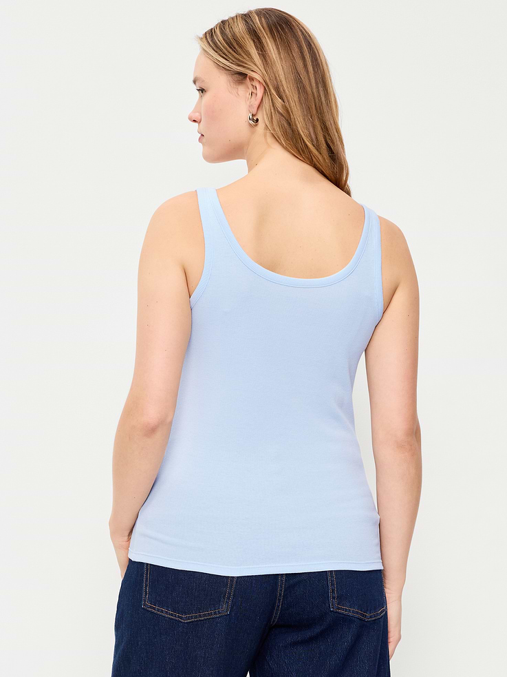 Image number 6 showing, First-Layer Ribbed Scoop-Neck Tank Top