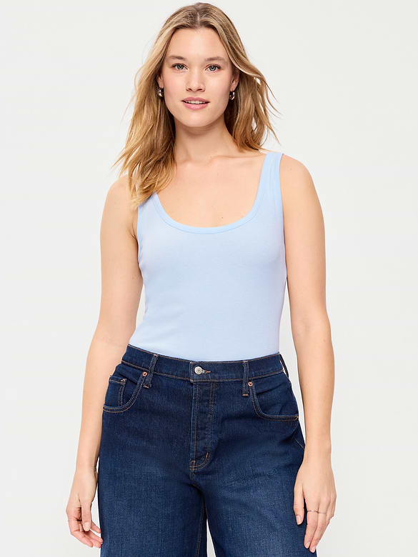 Camisole Première couche côtelée à encolure dégagée