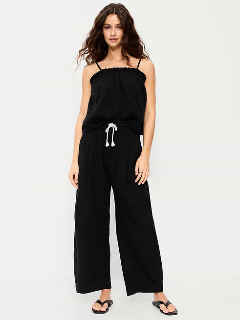 High High-Waisted Crinkle Gauze Barrel Ankle Pants on clearance at Old Navy — 25% off