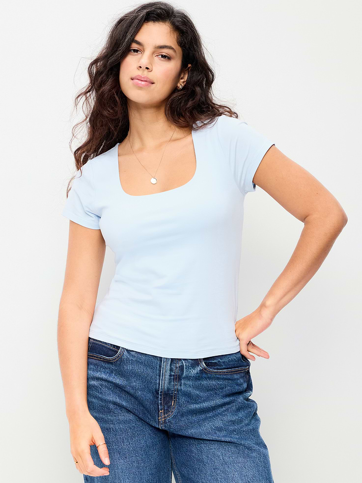 Image number 6 showing, Hug Double-Layer Scoop-Neck Top